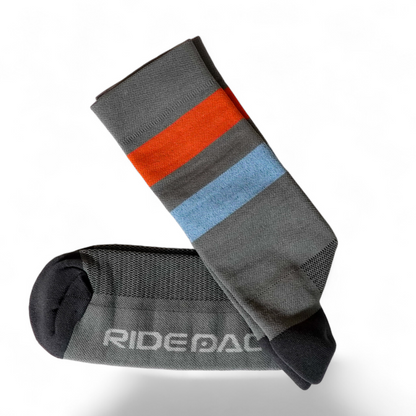 Calcetas Ridepack Gris con rayas Naranja (2x1)