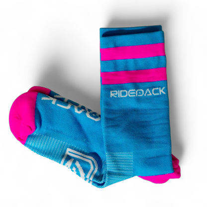 Calcetas Ridepack Azul Rayas Rosas (2x1)