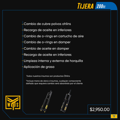 Servicio Tijera Ohlins 200 hrs